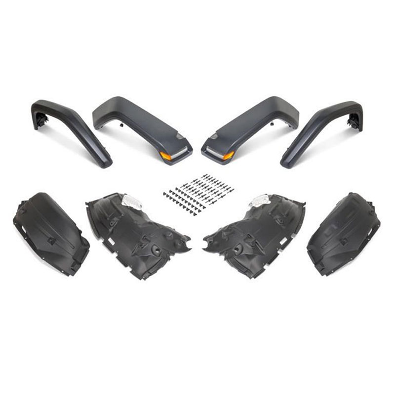 Front & Rear Fender Flares Kit for Jeep Wrangler JL From 2008 To 2021, Off-road Flat Wheel Flares with Amber Light
